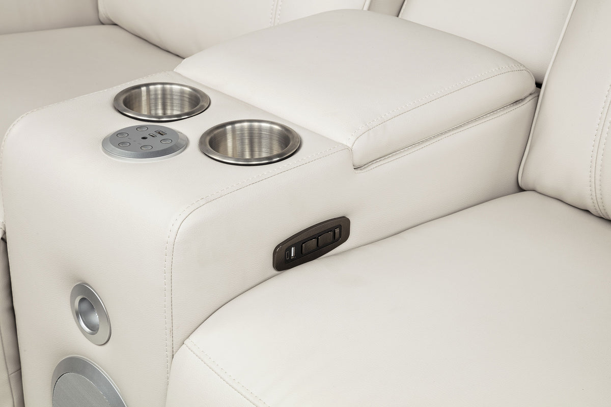Rojas 3-Piece Dual Power Reclining Sofa Set with Drop-Down Console Greige