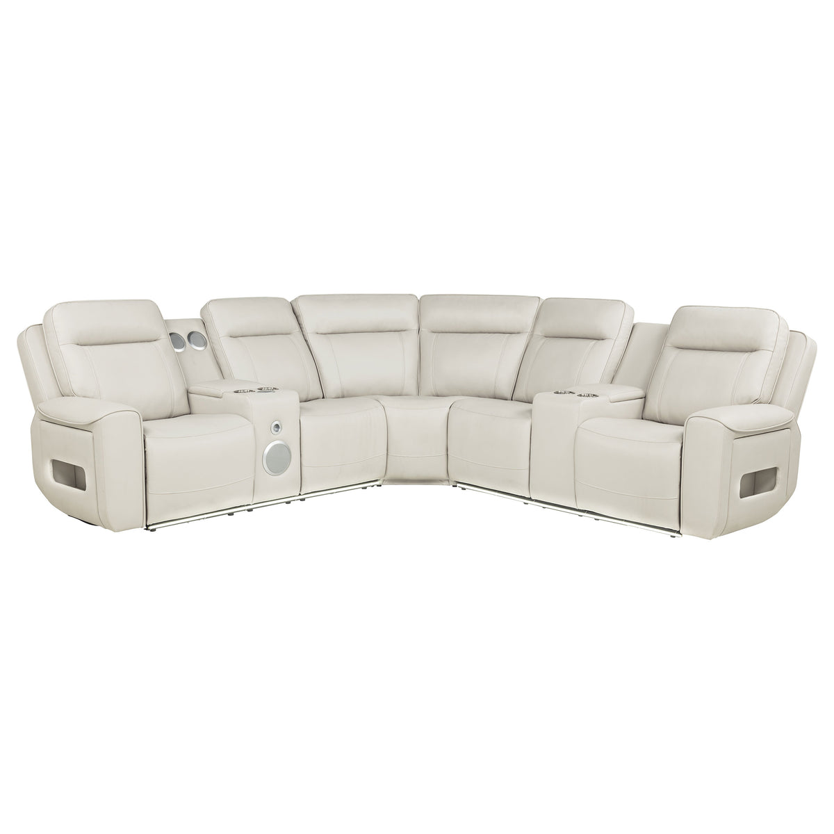 Rojas 3-Piece Dual Power L-Shaped Sectional Sofa with Bluetooth Greige