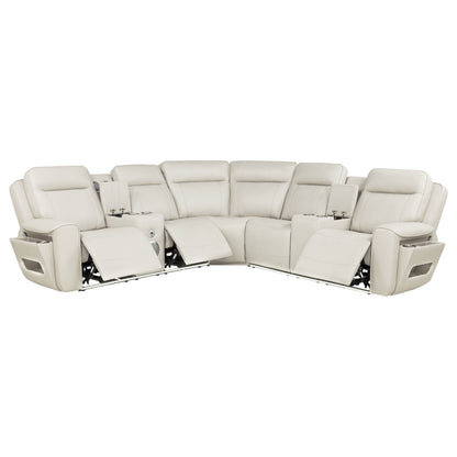 Rojas 3-Piece Dual Power L-Shaped Sectional Sofa with Bluetooth Greige
