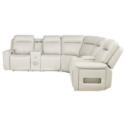 Rojas 3-Piece Dual Power L-Shaped Sectional Sofa with Bluetooth Greige