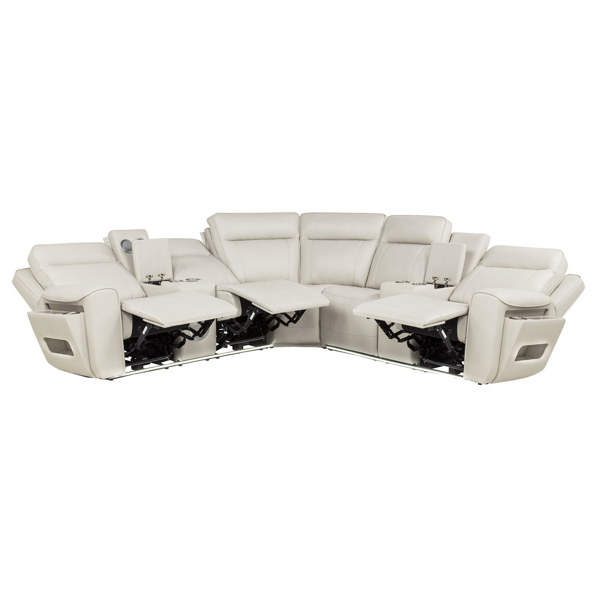 Rojas 3-Piece Dual Power L-Shaped Sectional Sofa with Bluetooth Greige