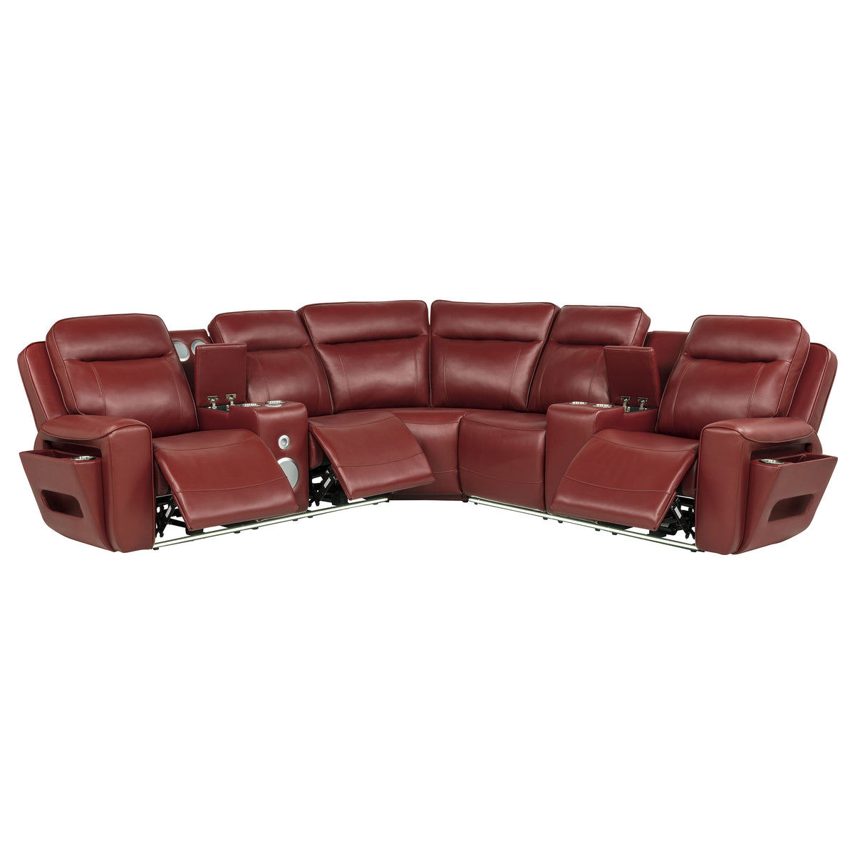Rojas 3-Piece Dual Power Reclining L-Shaped Sectional with Bluetooth Red
