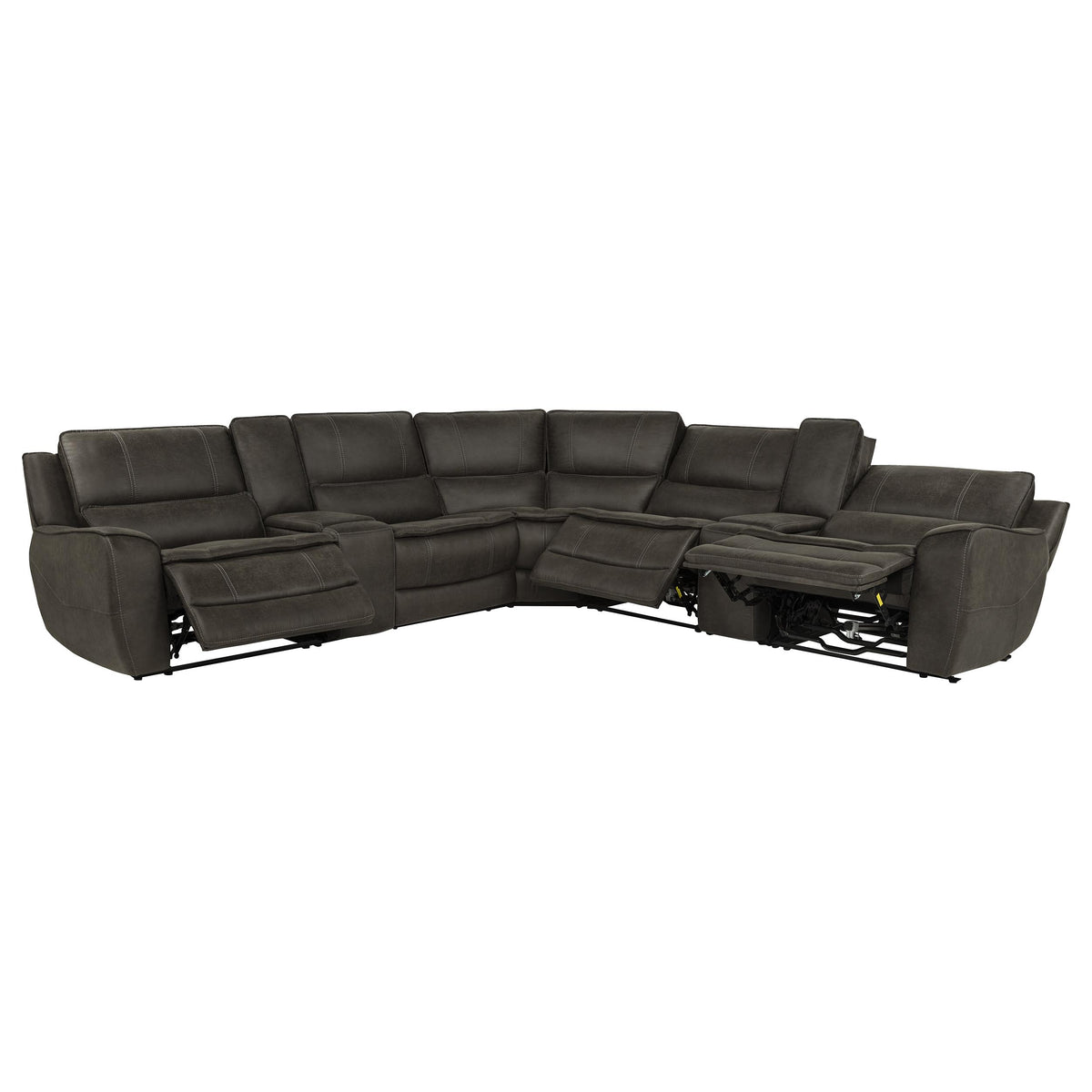 Marcell 7-Piece L-Shaped Power Reclining Sectional with Dual Consoles Grey