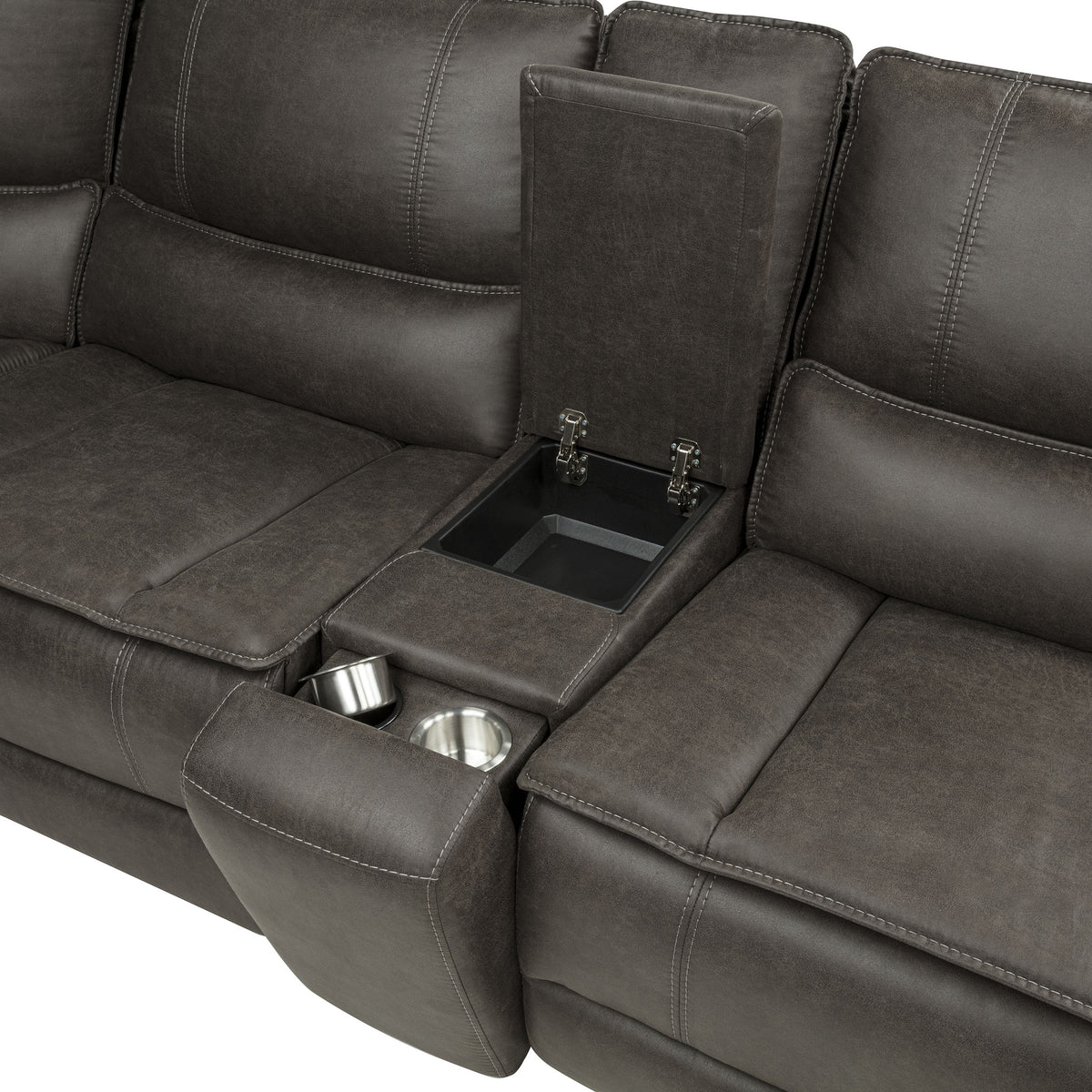 Marcell 5-Piece 3-Seat Power Home Theater Seating with Dual Consoles Grey