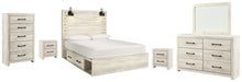 Load image into Gallery viewer, Cambeck Queen Panel Bed with 4 Storage Drawers with Mirrored Dresser, Chest and 2 Nightstands
