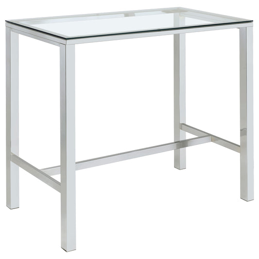 Tolbert 47-inch Rectangular Tempered Glass Top Bar Table Chrome