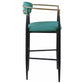 Tina Metal Pub Height Bar Stool with Upholstered Back and Seat Green (Set of 2)