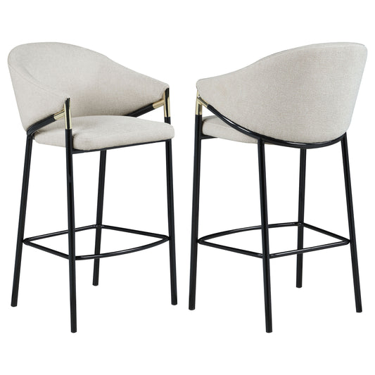 Chadwick Sloped Arm Bar Stools Beige and Glossy Black (Set of 2)