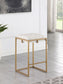 Nadia Square Padded Seat Counter Height Stool (Set of 2) Beige and Gold