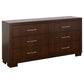 Jessica 6-drawer Dresser Cappuccino