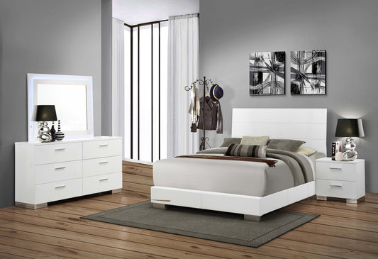 Felicity 4-piece Eastern King Bedroom Set with LED Mirror Glossy White