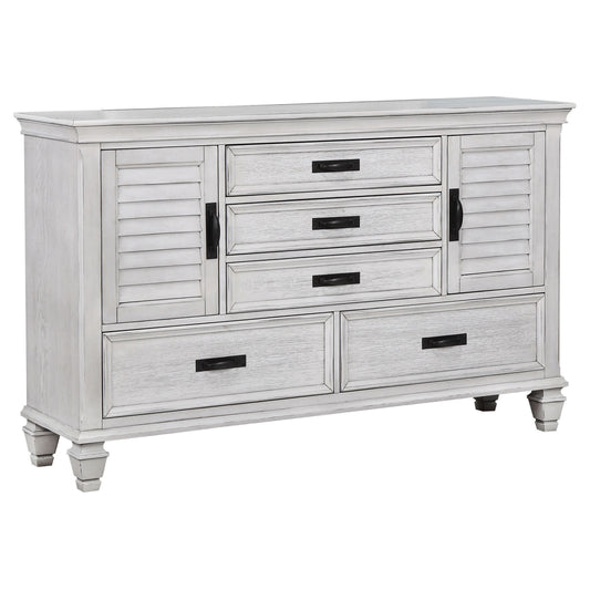 Franco 5-drawer Dresser Distressed White