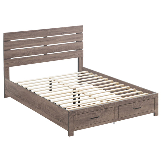 Brantford Wood Eastern King Storage Panel Bed Barrel Oak