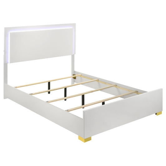 Marceline Wood Full LED Panel Bed White