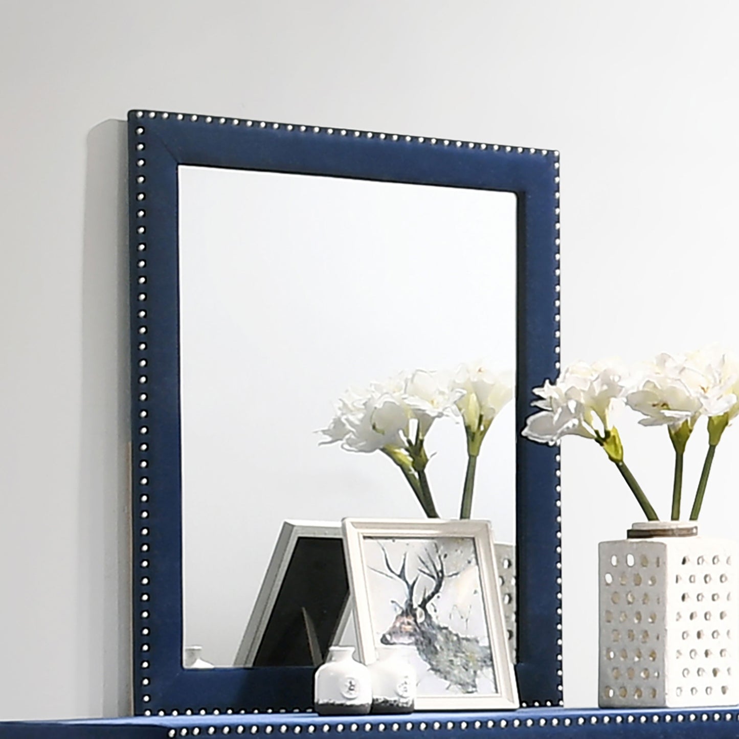 Melody Upholstered Dresser Mirror Pacific Blue