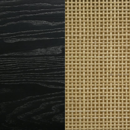 Arini Rattan Queen Panel Bed Black and Natural
