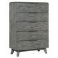 Nathan 5-drawer Chest White Marble and Grey