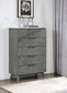 Nathan 5-drawer Chest White Marble and Grey