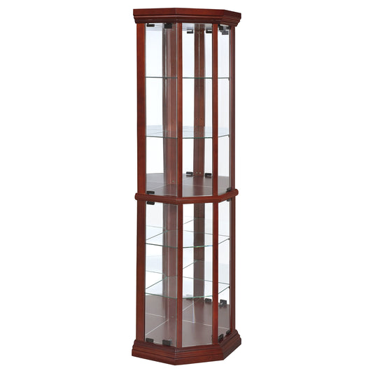 Appledale 6-shelf Corner Curio Cabinet Medium Brown