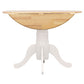 Allison Drop Leaf Round Dining Table Natural Brown and White
