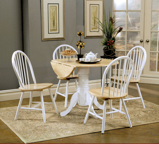 Allison 5-piece Drop Leaf Dining Set Natural Brown and White