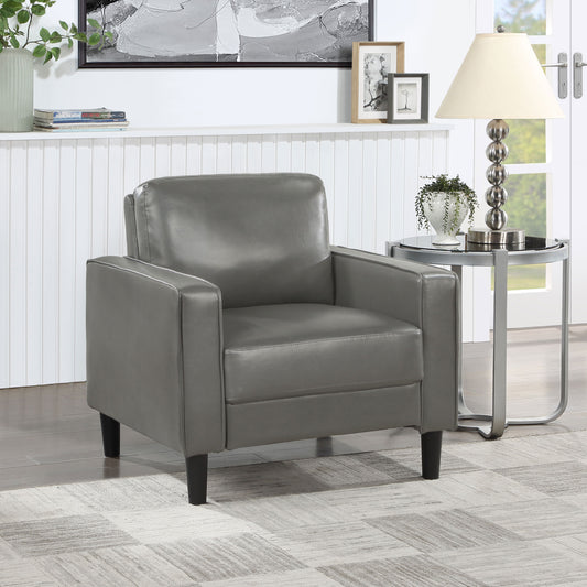 Ruth Upholstered Track Arm Faux Leather Accent Chair Grey