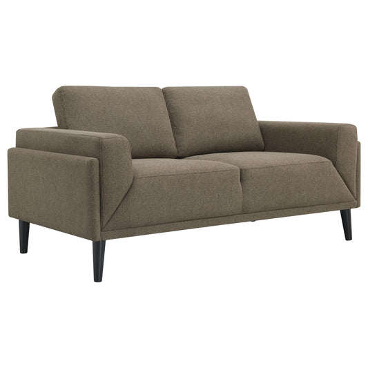 Rilynn Upholstered Track Arms Loveseat Brown