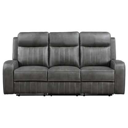 Raelynn Upholstered Track Arm Motion Sofa Grey