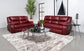 Camila 2-piece Upholstered Reclining Sofa Set Red Faux Leather