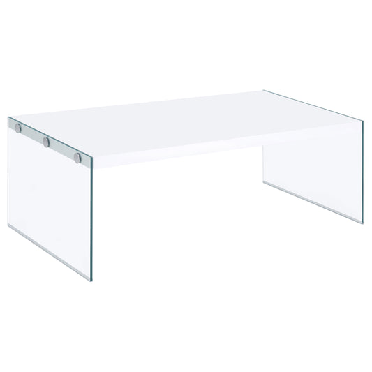 Opal Rectangular Glass Frame Coffee Table White High Gloss