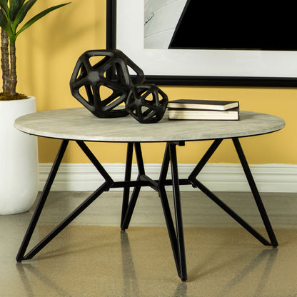 Hadi Round SmartTop™ Coffee Table Cement and Gunmetal