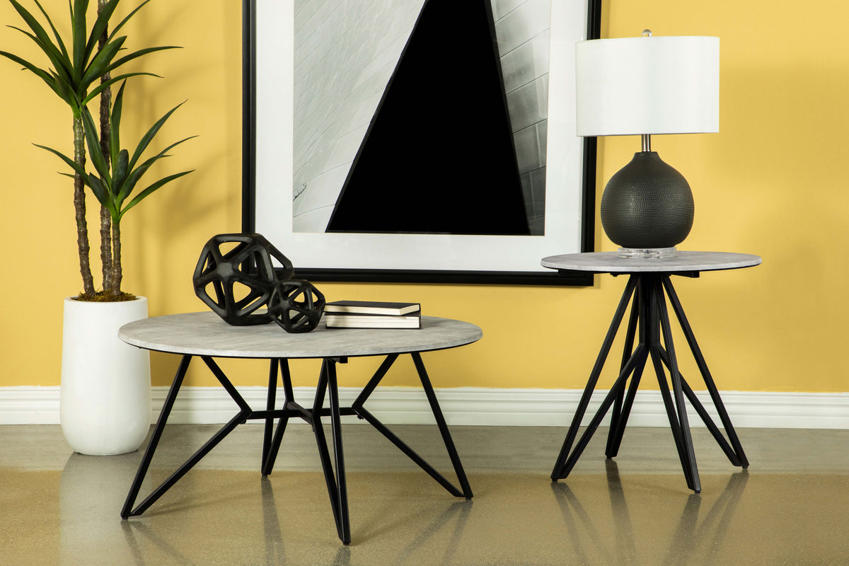 Hadi Round SmartTop™ Coffee Table Cement and Gunmetal