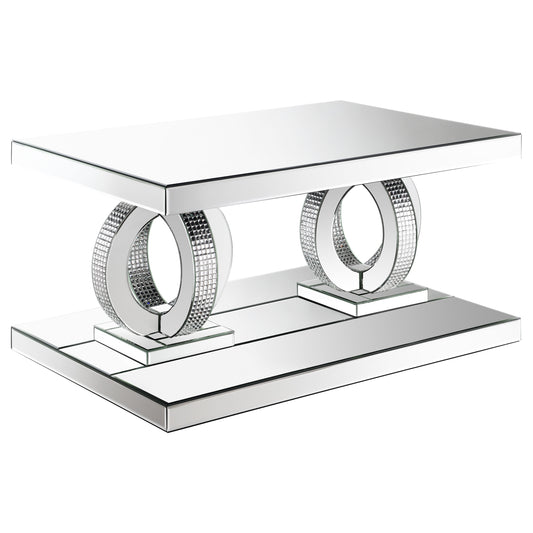 Breena Rectangular Mirrored Acrylic Coffee Table Silver