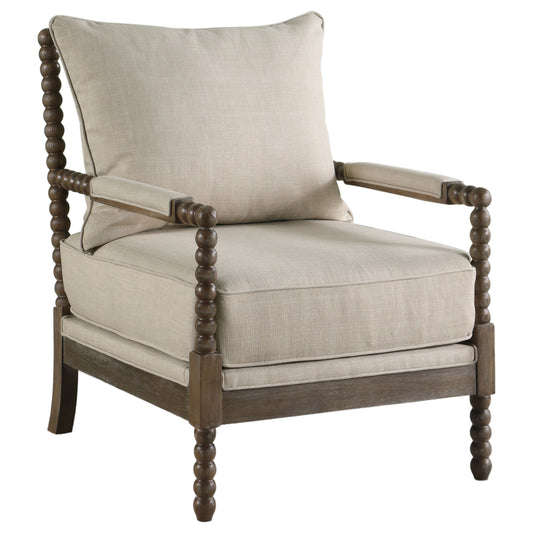 Blanchett Upholstered Bobbin Accent Chair Beige and Natural