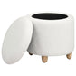 Valia Faux Sheepskin Upholstered Round Storage Ottoman Ivory