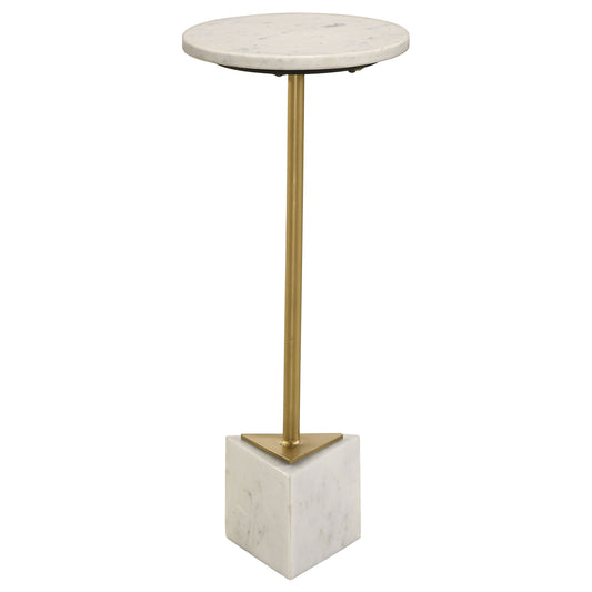 Fulcher Round Marble Top Accent Side Table White and Gold