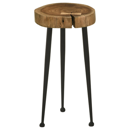 Keith Round Solid Tree Trunk Side Table Natural and Black