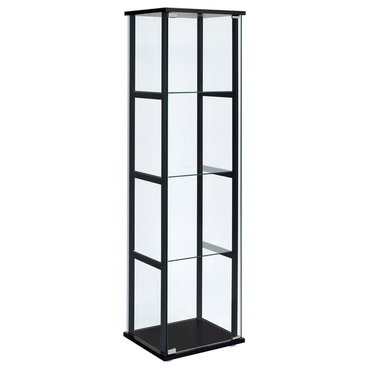 Cyclamen 4-tier Clear Glass Curio Display Cabinet Black