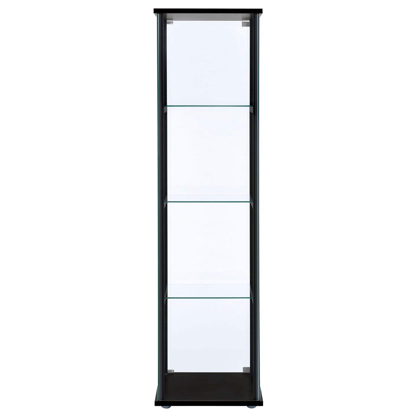 Cyclamen 4-shelf Glass Curio Cabinet Black and Clear