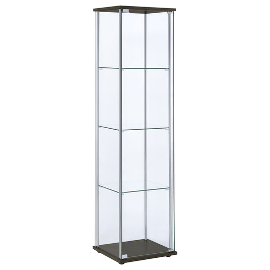 Bellatrix 3-shelf Clear Glass Curio Cabinet Cappuccino