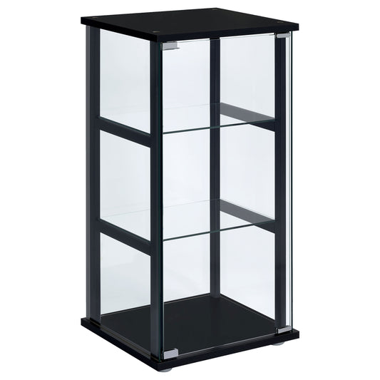 Cyclamen 3-tier Clear Glass Curio Display Cabinet Black