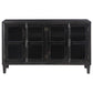Sylvia 4-door Wood Lattice Accent Storage Cabinet Black